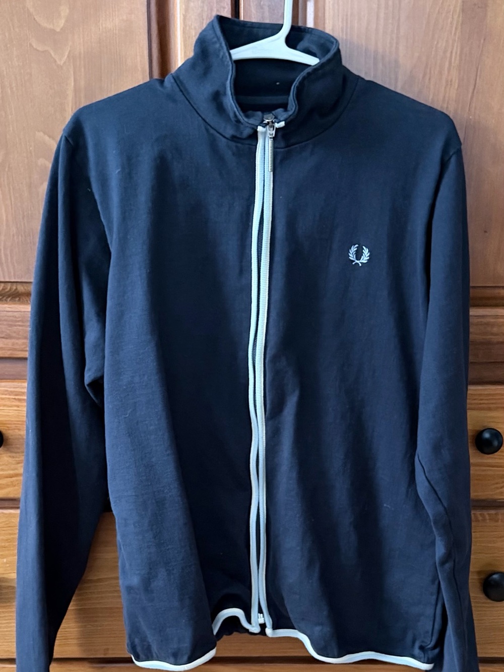 Fred Perry Navy Track Jacket with White Trim